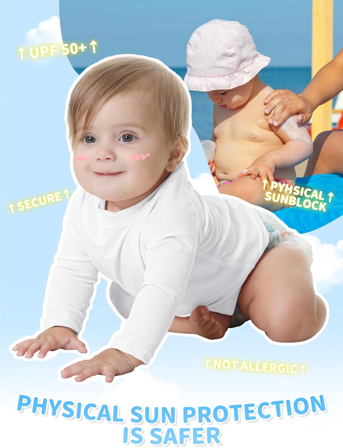 Amazing Baby Todder Rash Guard Shirts SPF Long Sleeve Swim Shirts Sun Protection Rashguard Swimwear for Baby Boys Girls - Image 5
