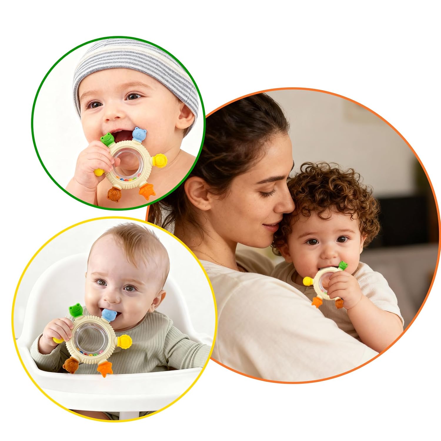 Amazing Baby Teething Toy for 0-6 6-12 Months Sensory Toys Baby Rattle Teether | Freezer Safe Silicone Teether | Silicone Baby Teething Ring for Teething Relief | BPA Free, Easy Grip Design for Infants - Image 8