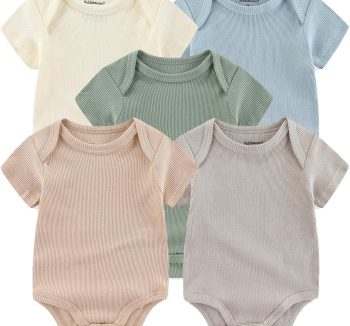 Top|Great|Best Kiddiezoom Newborn Baby Unisex Cotton One-Piece Bodysuits Baby Gift 5-Pack Baby Clothes - Smartbabygear.online