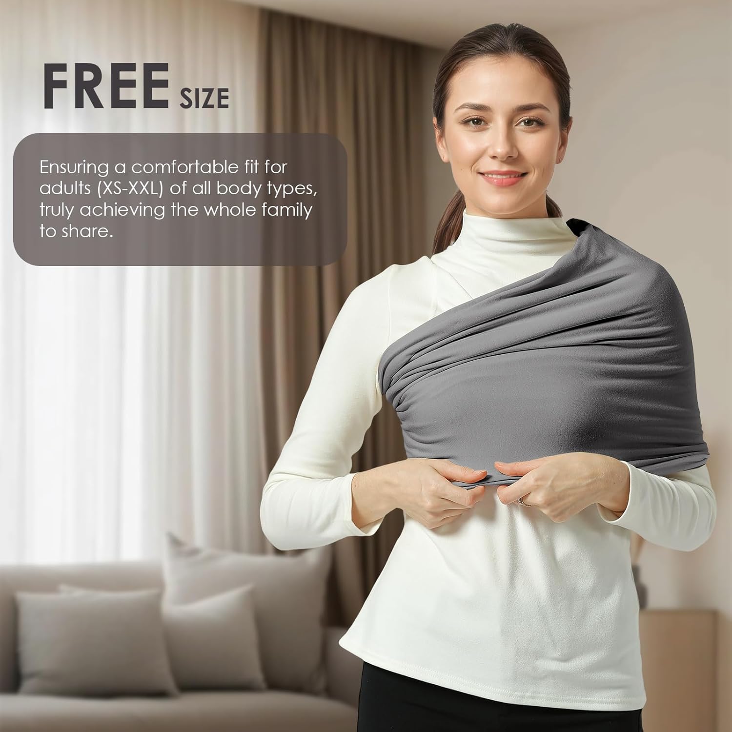 Amazing Baby Wrap Carrier, Lightweight Baby Wearing Wraps for Newborn and Infant, Soft Swaddle Holder Carrier, Cozy Baby Sling 7-35 lbs Grey - Image 5
