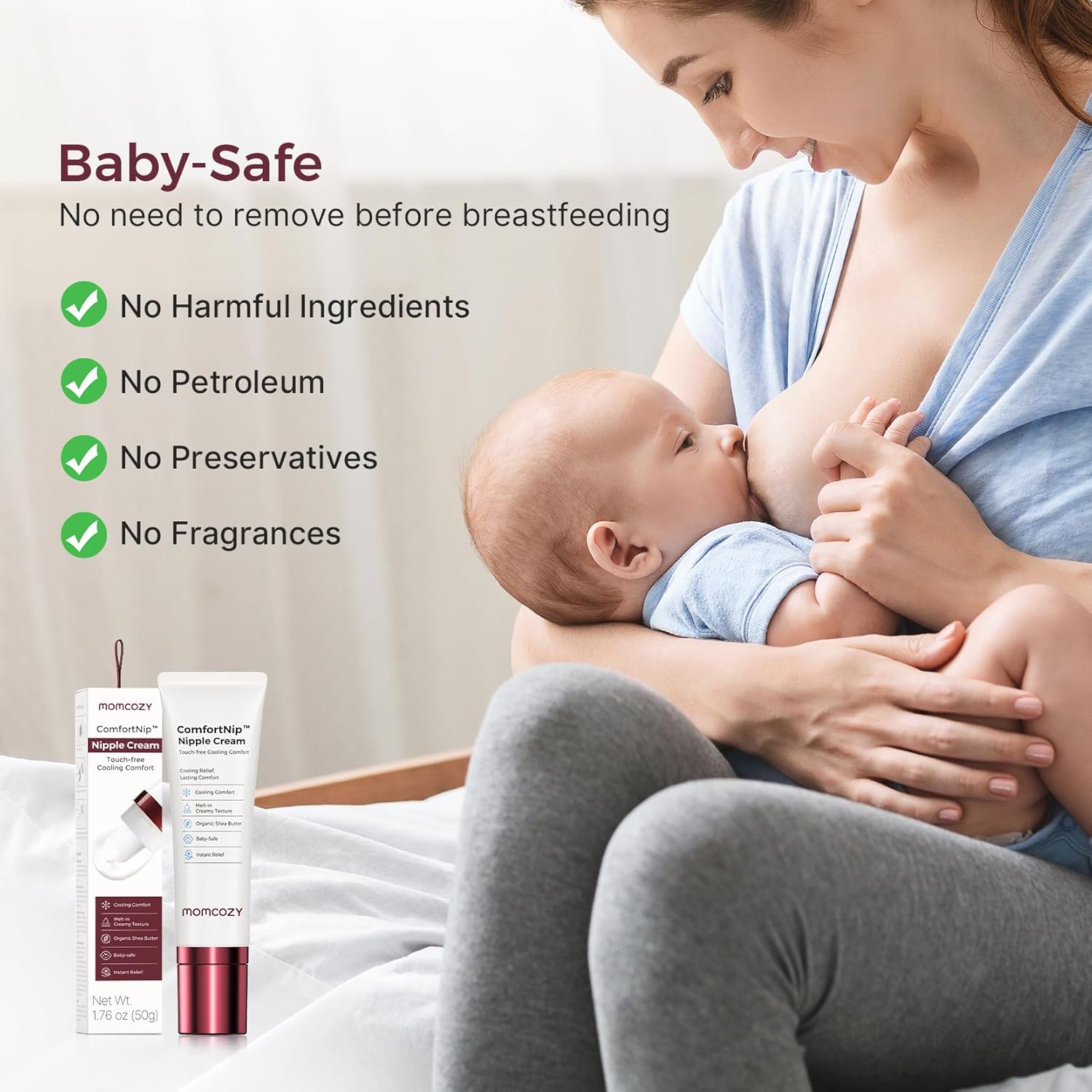 Awesome Momcozy Cooling Nipple Cream Safe for Nursing,Fast Relief with Cooling Ceramic Applicator for Cracked Nipple & Dry Skin, No Lanolin Nipple Butter,Plant-Based Formula, Breastfeeding Essentials, 1.76oz - Image 5
