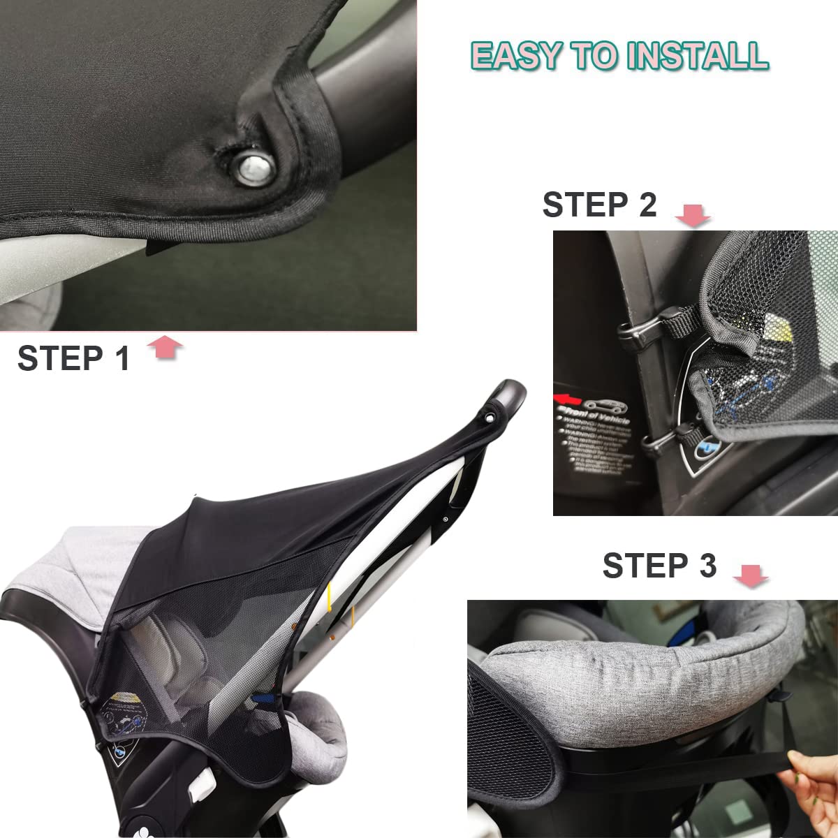 Amazing Stroller Sun Shade for Doona Stroller and Baby Car seat, UV Protection Sun Cover for Baby Pushchairs Strollers Functional Sun Protection Shade and Sleep Aid for Infant Buggy Carrycot - Image 4