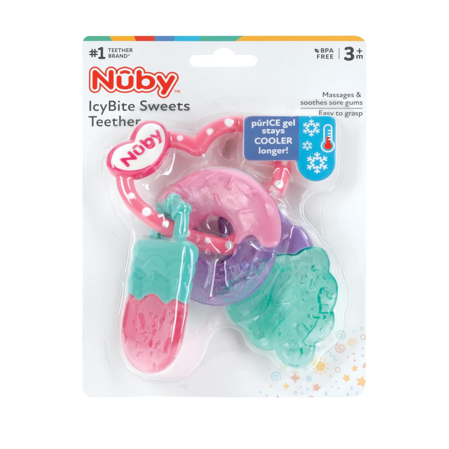 Awesome Nuby ICY Gel Teether Ring, Popsicle, Donut and Ice Cream - 3+ Months - Image 6
