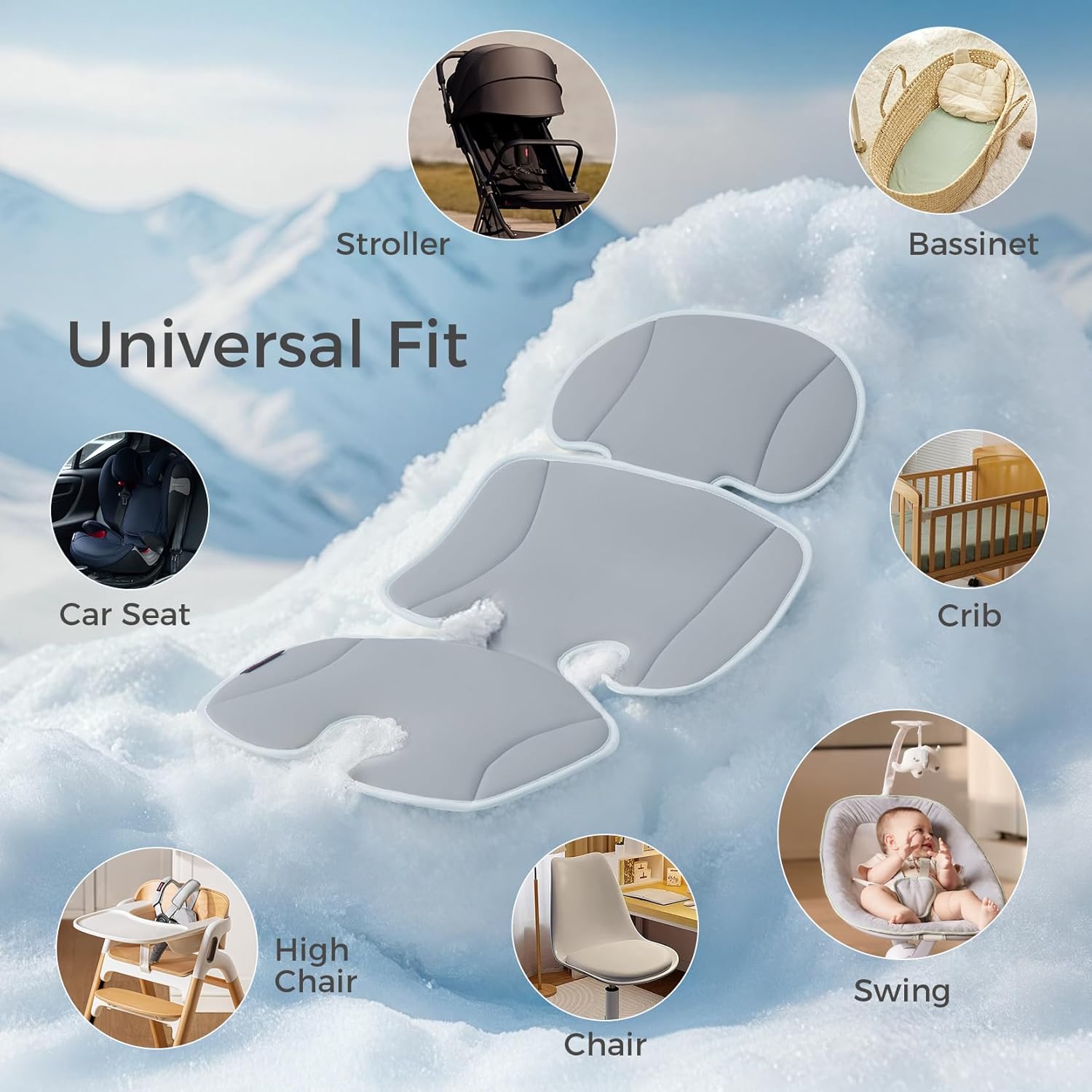 Best Deal Momcozy Breathable Stroller Seat Liner | Universal Adjustable Soft Pad | Soft & Dry Comfort | Detachable 2-Piece Feel Cooling-Touch Cushion | Fits Strollers, High Chair, Bassinet, Swing - Image 4
