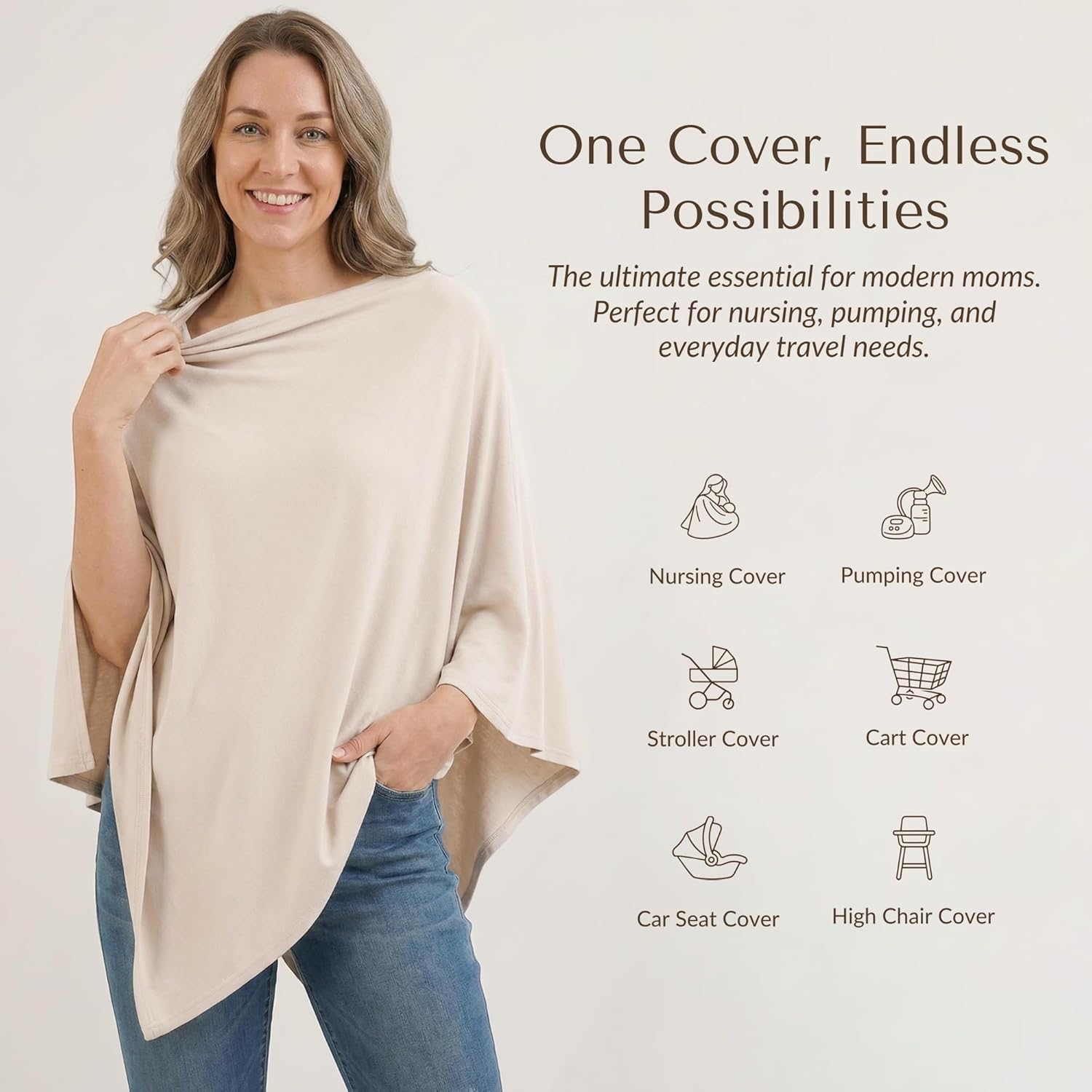 Top Features Konssy Nursing Cover for Breastfeeding, 360 Full Privacy Breathable Breastfeeding Cover, Multi-use Carseat Canopy (Blush Beige) - Image 2
