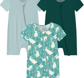 Jimonda Baby Boy Romper 3 Pack Baby Girl Short Sleeve Pajamas 2 Way Zipper Summer Newborn Clothes Unisex Summer Outfits
