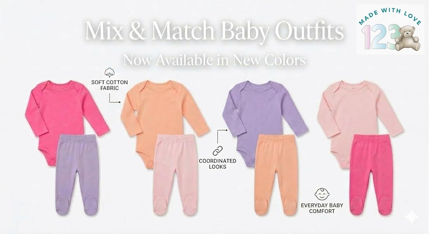 Top|Great|Best 123 Bear Baby Cotton Spandex short-sleeve bodysuits unisex boy girl - Smartbabygear.online - Image 8