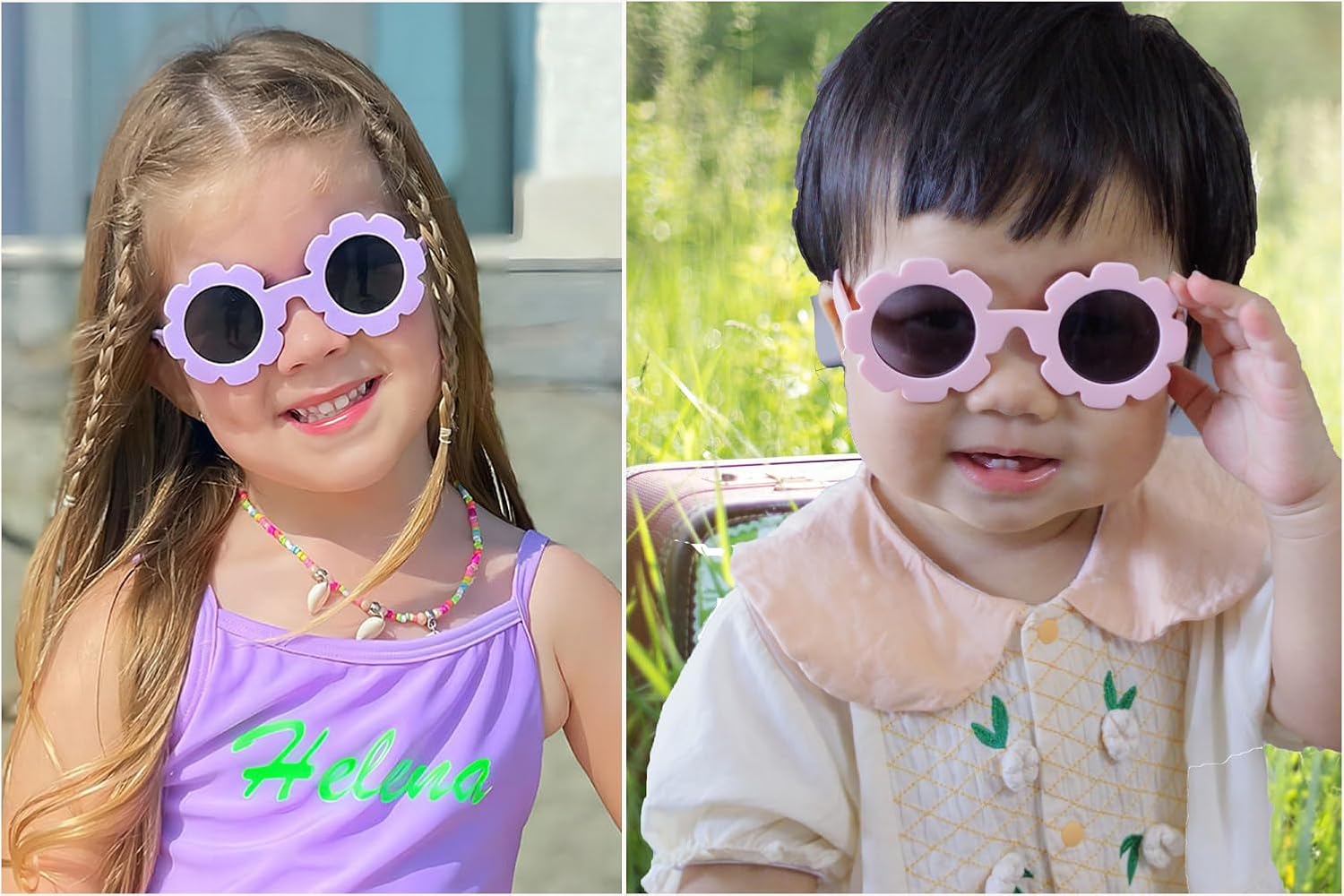 Awesome Baby flower Sunglasses with Strap girls Flexible Bendable Polarized Sunglasses for Infant Boys Girls 0-24 Months - Image 2