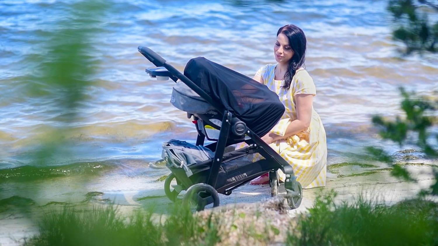 Top Stroller Mesh Shade Stroller Net Cover Baby Car Seat Carrier Shade-Ventilated and See Through Mesh - Image 2