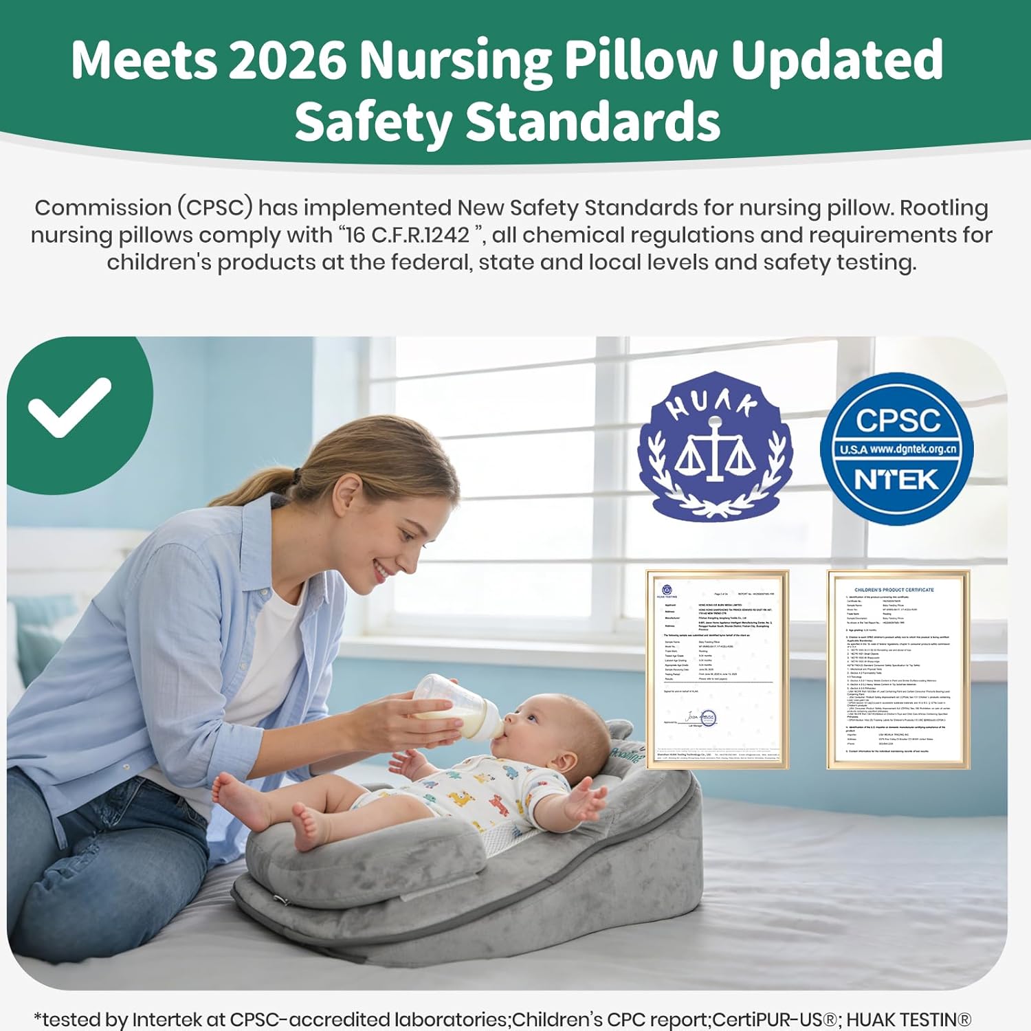 Top Rootling Baby Feeding Pillow, Anti Overflow Feeding Pillow for Reducing Spit-Up, Safety Nursing Pillow, Baby Lounger Reflux Wedge Breastfeeding, Removable top and Bottom - Image 2
