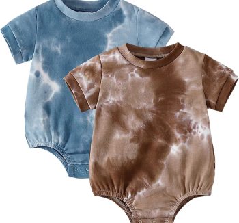 Top|Great|Best ROMPERINBOX Baby Boy Bodysuits 2 Pack Tie Dye Short Sleeve Onsies Infant Bubble Romper 0-24 Months - Smartbabygear.online
