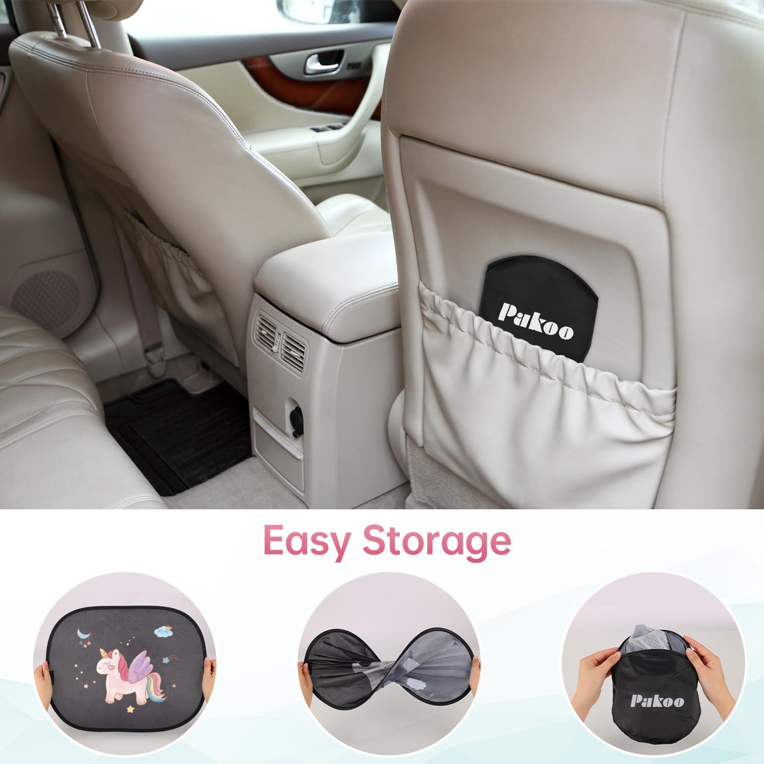 Top Pakoo Car Window Shade for Baby, 2 Pack UV Protection Breathable Universal Fit Mesh Car Window Shades, 2 Pack with 8 Suction Cups- 17.7 x 14 inches - Image 6