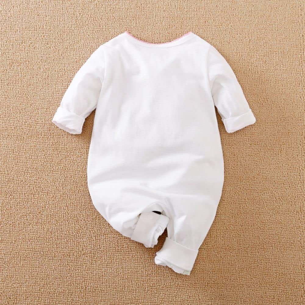 AmazingIReview Aoswep - Cute Giraffe + Zebra With Floral Print Long Sleeve Baby Girl Clothes White Jumpsuit For Baby One-Piece Romper - Image 3