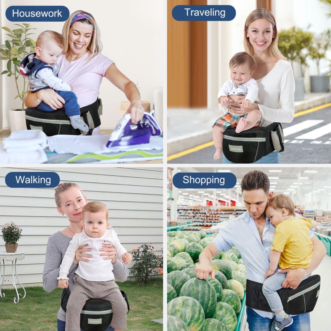 Amazing Baby Carrier with Hip Seat, Ergonomic Front Carrier for Newborns & Toddlers, Adjustable Waistband with Strong Support, Large Pocket Design, Black - Image 7