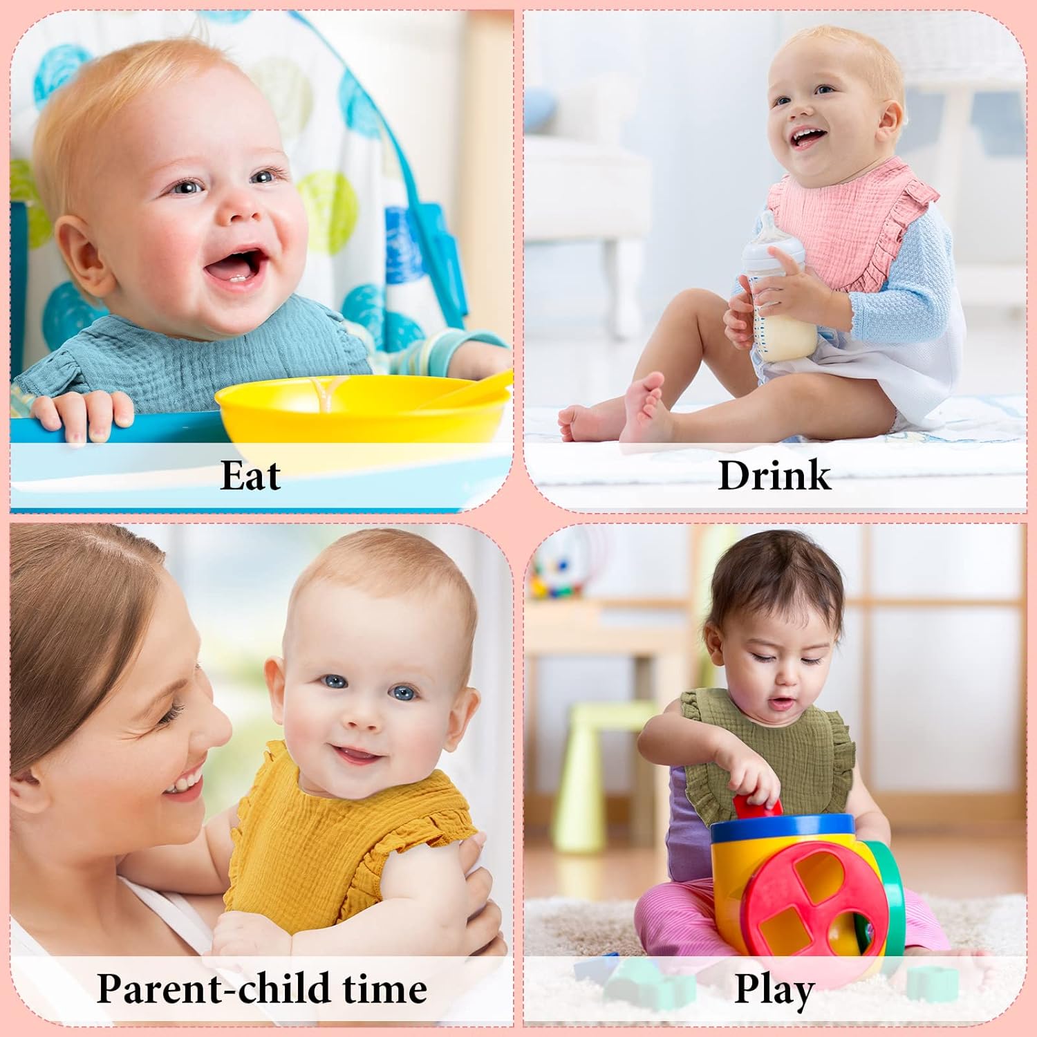 Top Kenning 18 Pcs Muslin Drool Baby Bibs Ruffle Absorbent Bib with Snap Button Boy Girl for Drooling Teething Infant Newborn - Image 6