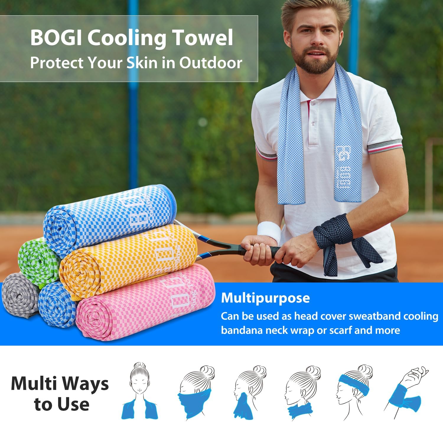 Top Features BOGI Cooling Towels for Neck and Face, Soft Breathable Cool Towel for Instant Cooling Stay Cool for Yoga, Sport, Gym, Camping, Running & More Activities - Image 4