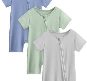 Yoofoss Baby Boy and Girl Romper Rayon Made from Bamboo Short Sleeve Newborn Summer Clothes 2-Way Zipper,Soft Breathbale
