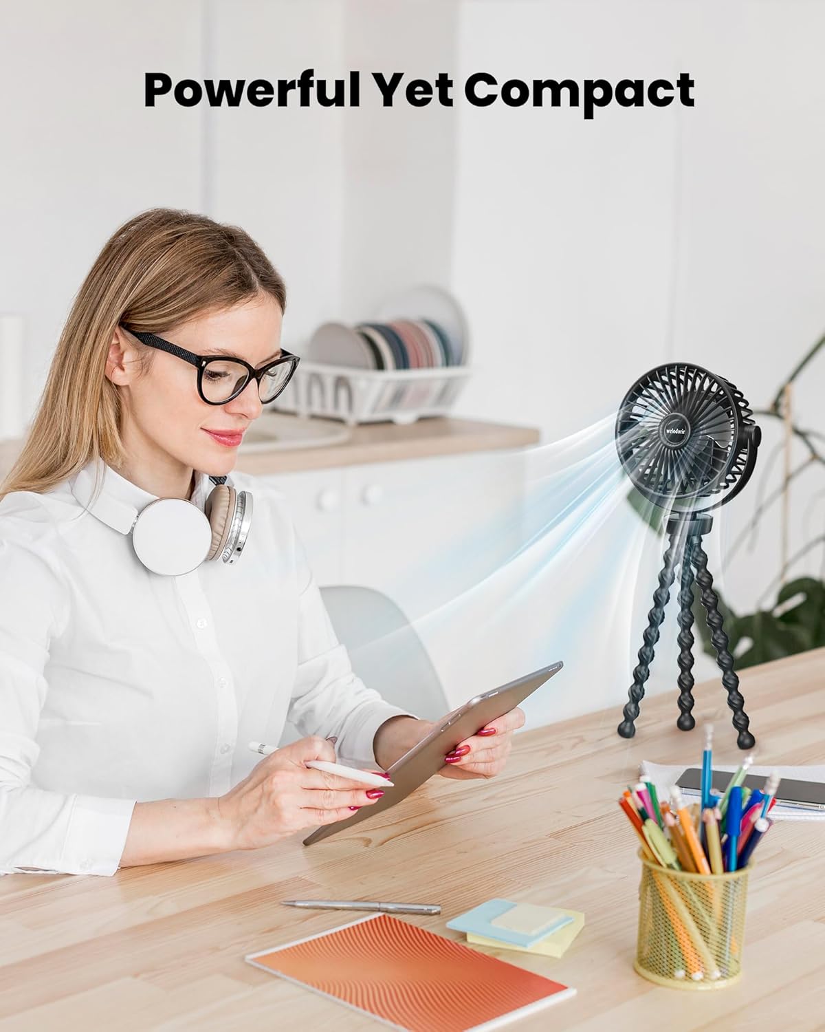Awesome Portable Stroller Fan, 5200 mAh Rechargeable Personal Fan, with 360° Rotate Flexible Tripod and TYPE-C Port 3 Speed Small Mini USB Clip-on Fans Can Handheld and Desk for Stroller Car Seat Crib Outdoor - Image 5