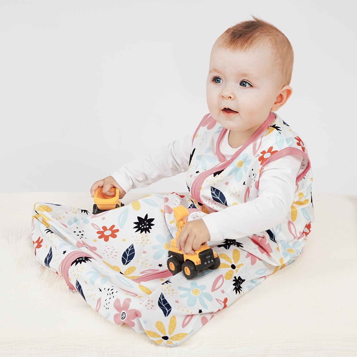 AmazingIReview BSTOPPT 3 Pack Baby Sleep Sack 0-6 Months 100% Rayon Cotton Baby Sleeping Bag 2-Way Zipper Toddler Wearable Blankets Comfy Stretchy Lightweight TOG 0.3 (Heart&Pink&Floral) - Image 3