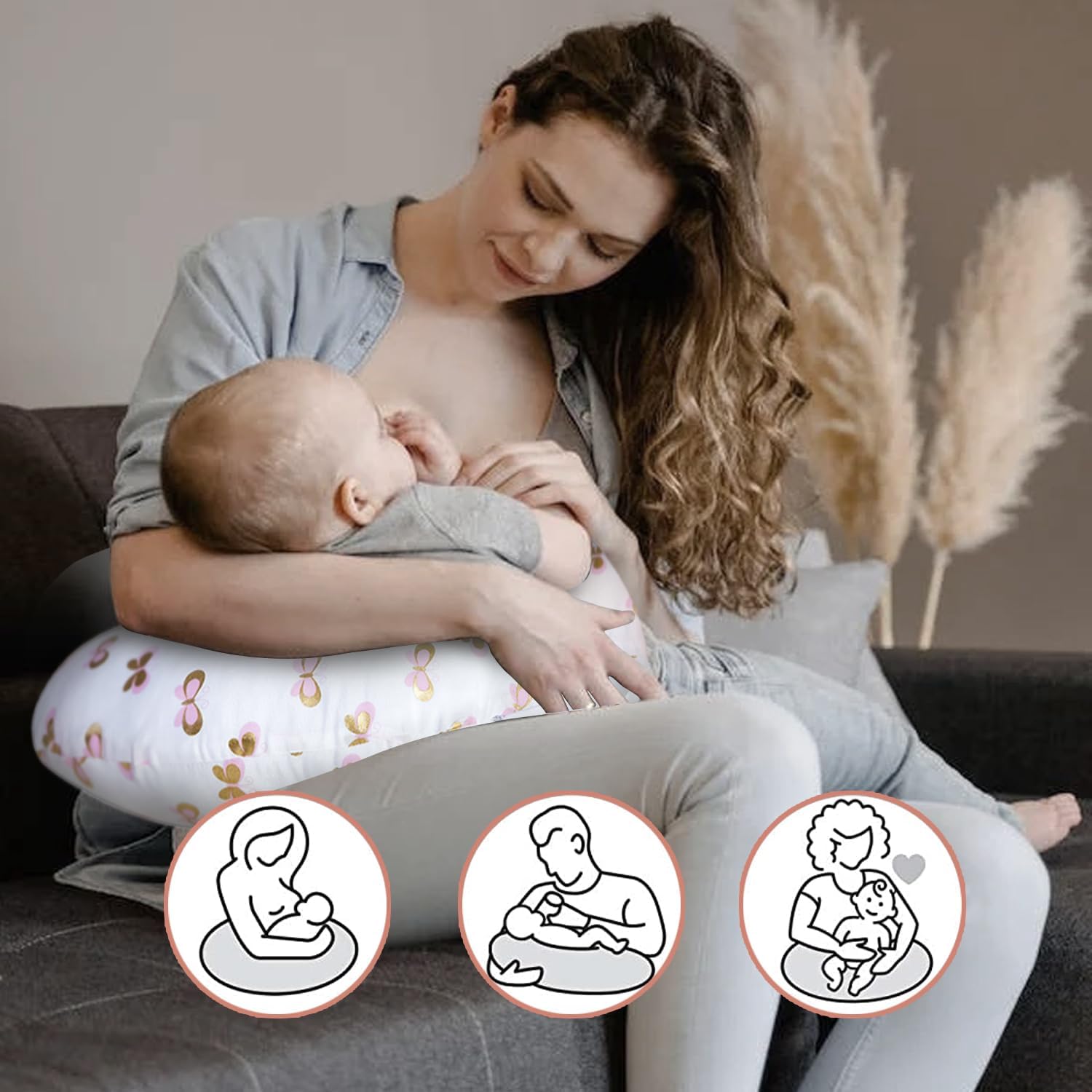 Top Little Grape Land Nursing Pillow, Breastfeeding Pillows for Mom with Removable Cover and Breathable Filling, Feeding Support Pillow for 0-16 Months, Multifunctional Support Cushion, Butterfly - Image 3
