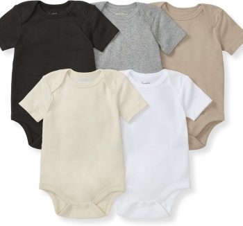 Top|Great|Best Burt's Bees Baby Bodysuits, Short Sleeve and Long Sleeve One-Pieces, 100% Organic Cotton, Pack of 5 - Smartbabygear.online