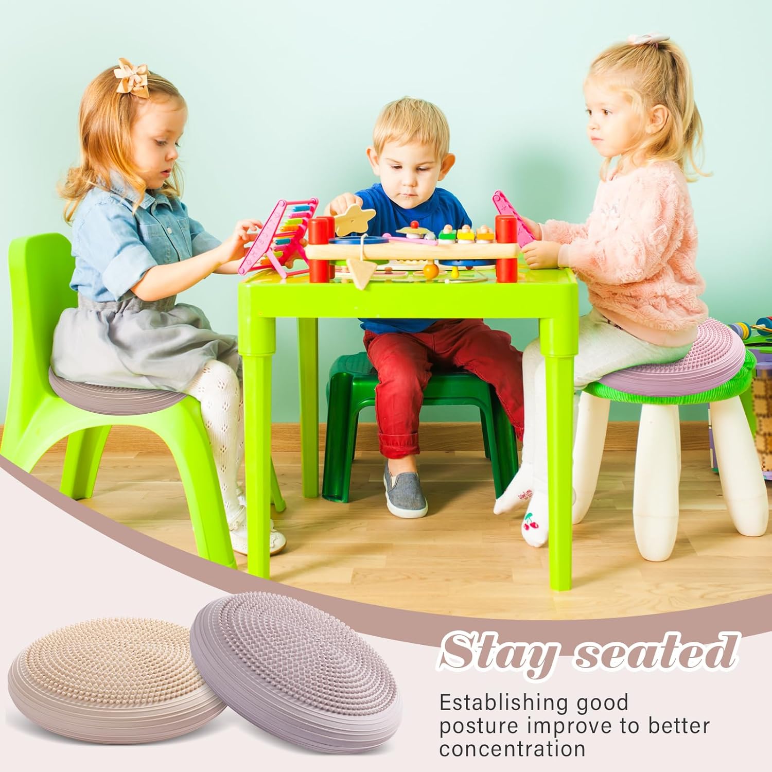Top Libima 4 Pcs Wiggle Seat Inflated Wobble Cushion for Sensory Kid 13 Inches Balance Disc Flexible Seating for Classroom Sensory Pad for Chair Wiggle Cushion - Image 2