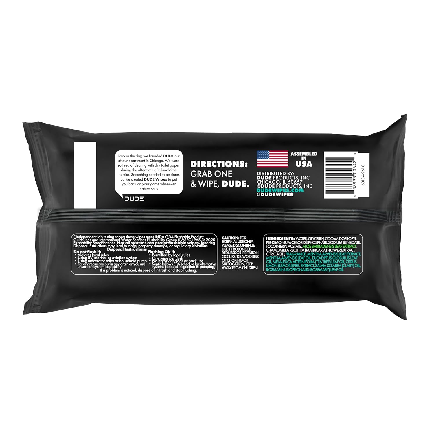 Amazing DUDE Wipes Mint Chill Flushable Wipes - Extra-Large Adult Wet Wipes - 3 Pack (144 Count) - Infused with Tea Tree Oil, Vitamin E, and Aloe - Septic and Sewer Safe - Image 8