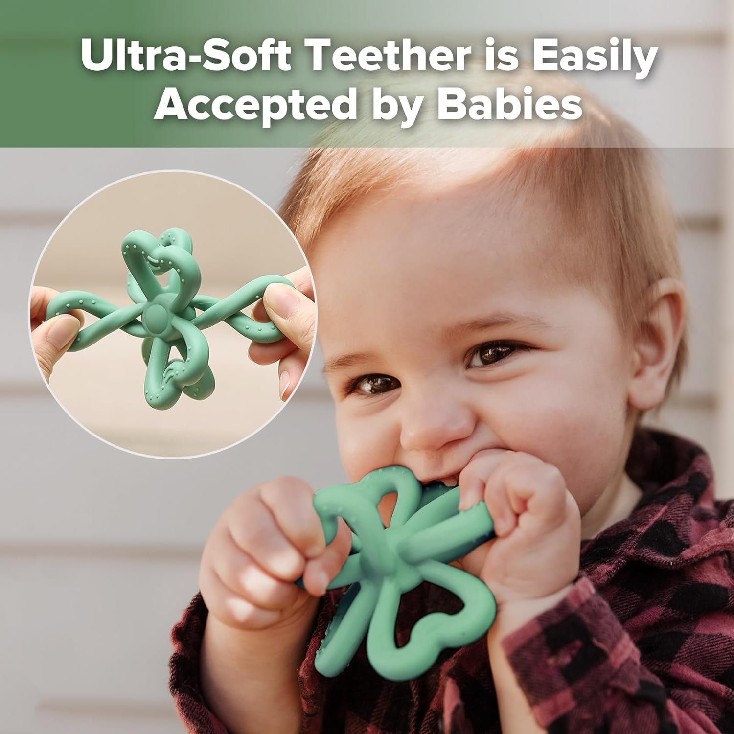 Amazing Haakaa Silicone Clover Teether - Food Grade Silicone Teething Toys for Babies 3-6 Months 6-12 Months, Soft & Easy Hold Chew Toy for Infant, BPA Free (Pea Green) - Image 6