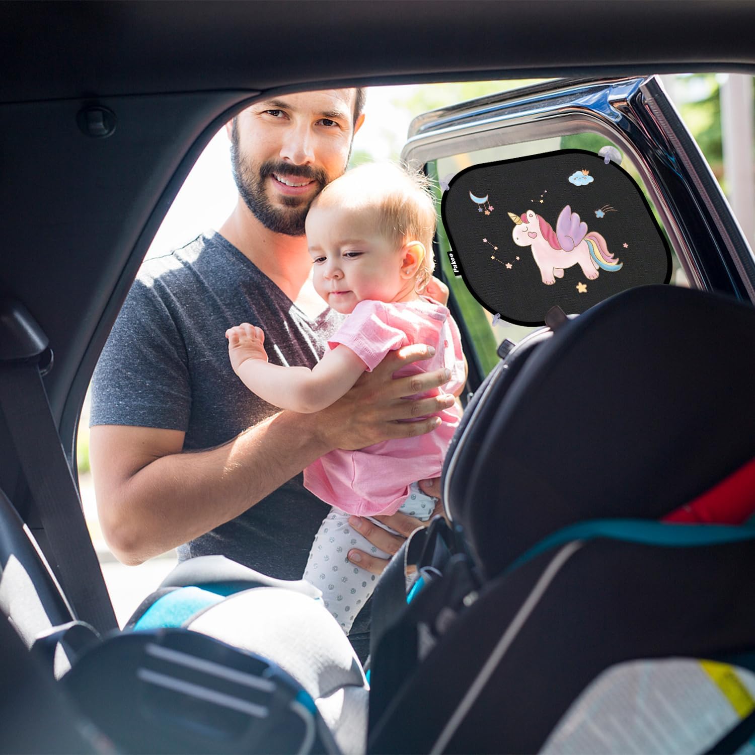 Top Pakoo Car Window Shade for Baby, 2 Pack UV Protection Breathable Universal Fit Mesh Car Window Shades, 2 Pack with 8 Suction Cups- 17.7 x 14 inches - Image 7