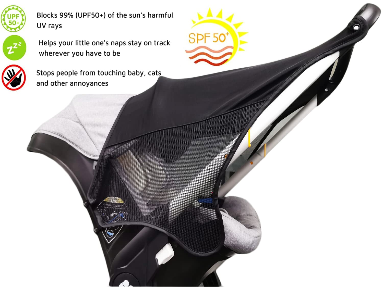 Amazing Stroller Sun Shade for Doona Stroller and Baby Car seat, UV Protection Sun Cover for Baby Pushchairs Strollers Functional Sun Protection Shade and Sleep Aid for Infant Buggy Carrycot - Image 3