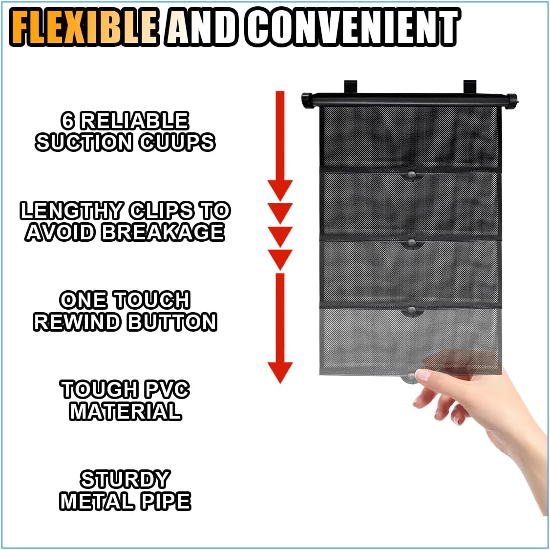 Amazing 2PCS Car Window Shades for Baby, 18"×15" Retractable Car Shades for Side Window with Suction Cups, Blocks Heat and UV Rays Glare Protection, Baby Auto Accessories for Cars House Office Window - Image 6
