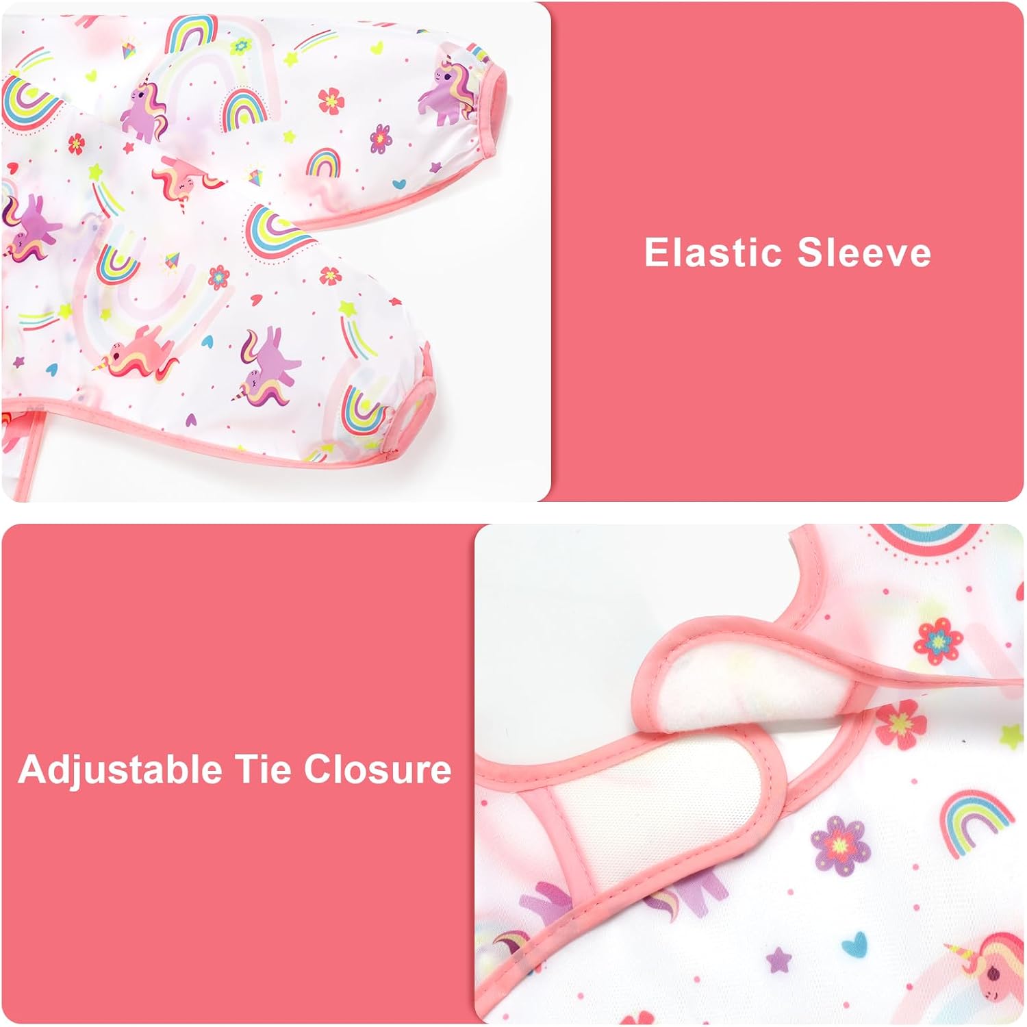 Amazing Accmor 4 Pack Long Sleeve Bibs, Baby Smock Waterproof Sleeved Bib Smock for Baby Toddler 6-36 Months - Image 2