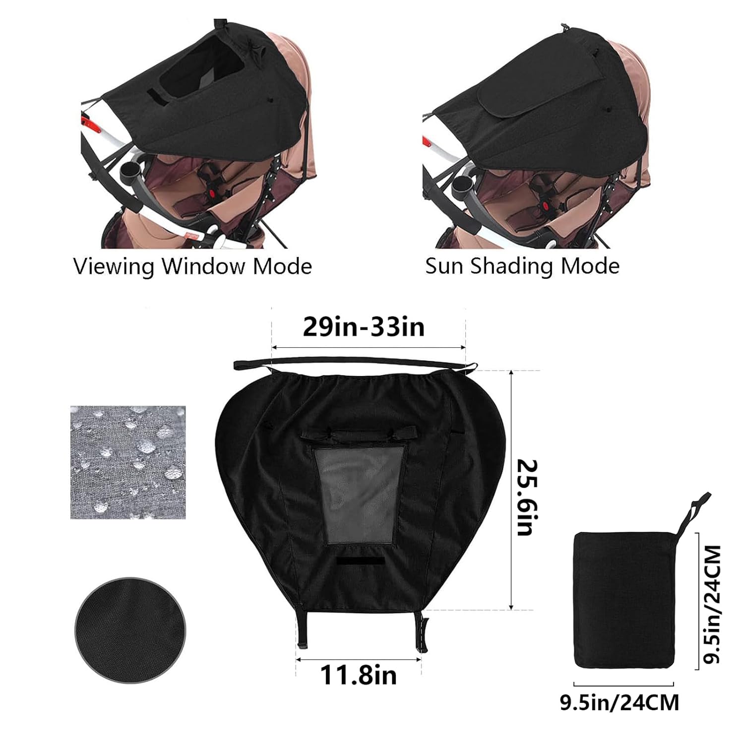 Amazing Baby Stroller Universal UPF 50+ Sun Protector Shade Blackout Cover Pushchair Shield Canopy Pram Rain Sunshade With See Through Extender Accessory Easy Installation - Image 7