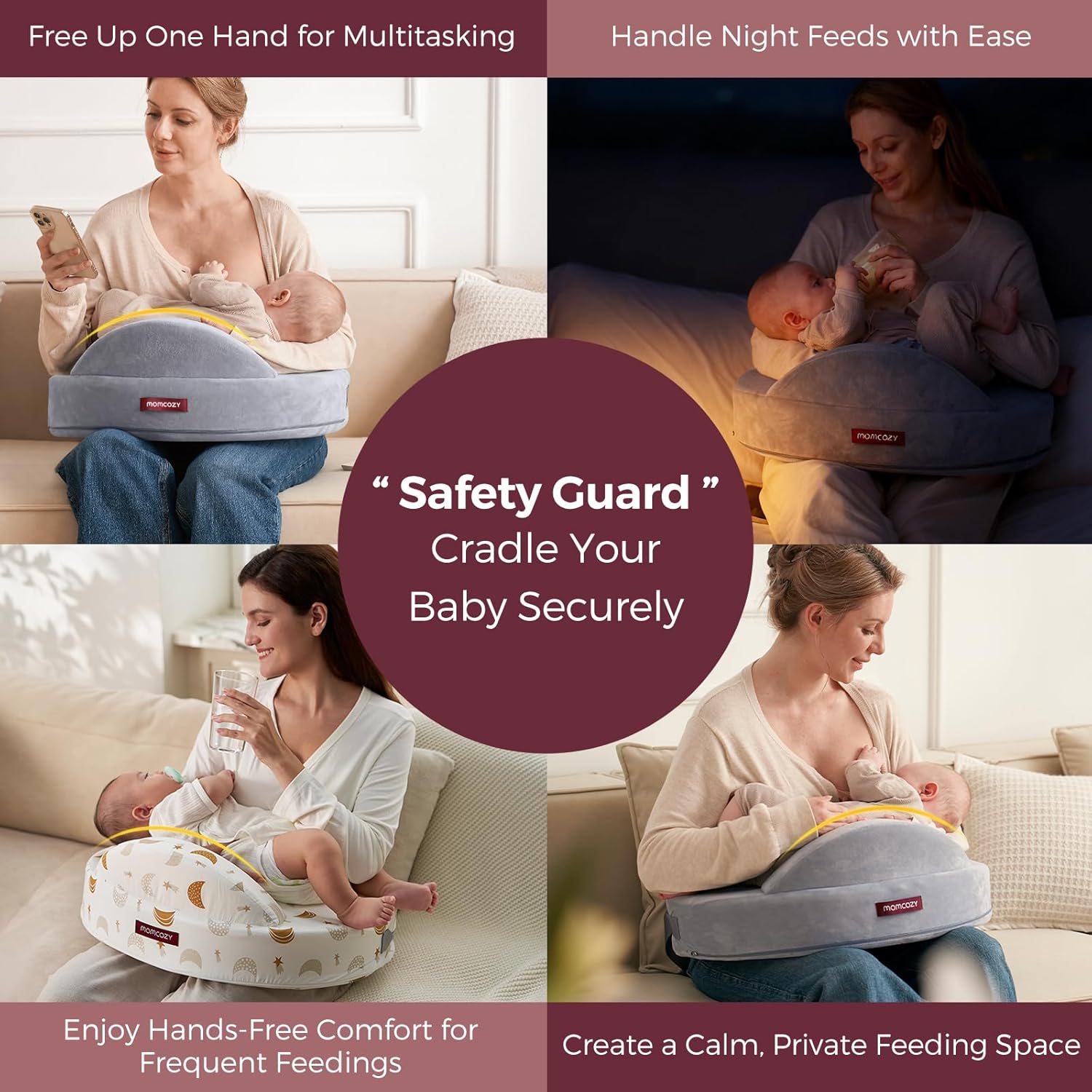 Amazing Momcozy Innovative Safety Guard Nursing Pillow - Firm & Springy Memory Foam - Stable, Ergonomic Support & Comfort - Wider Breastfeeding Cushion, Adjustable, Removable Cover, Baby Safety Certified - Image 5