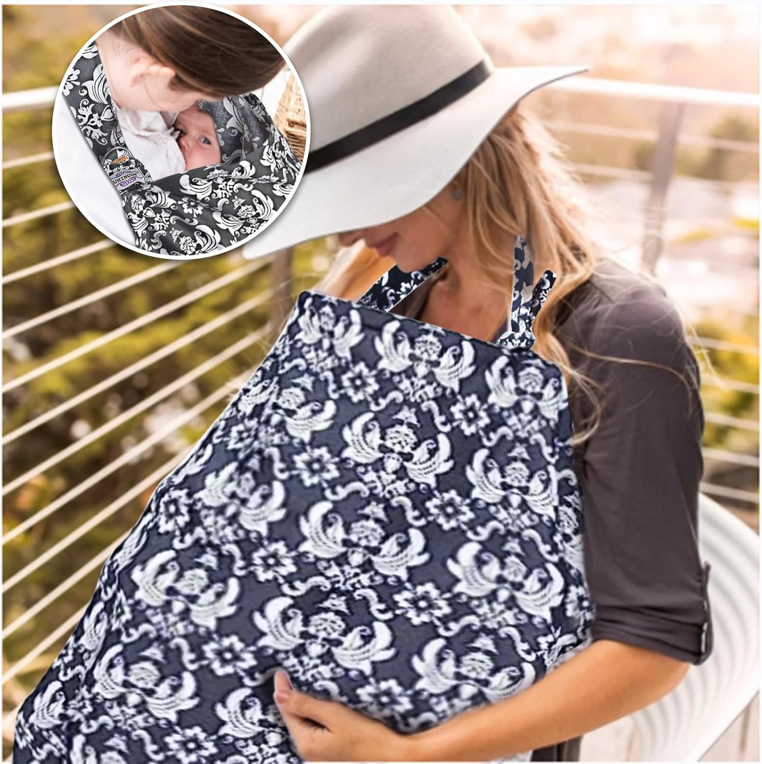 Amazing Baby Nursing Cover for Mom Breastfeeding, Breathable Cotton Privacy Breastfeeding Covers with Ajustable Hoop for Mom - Image 2