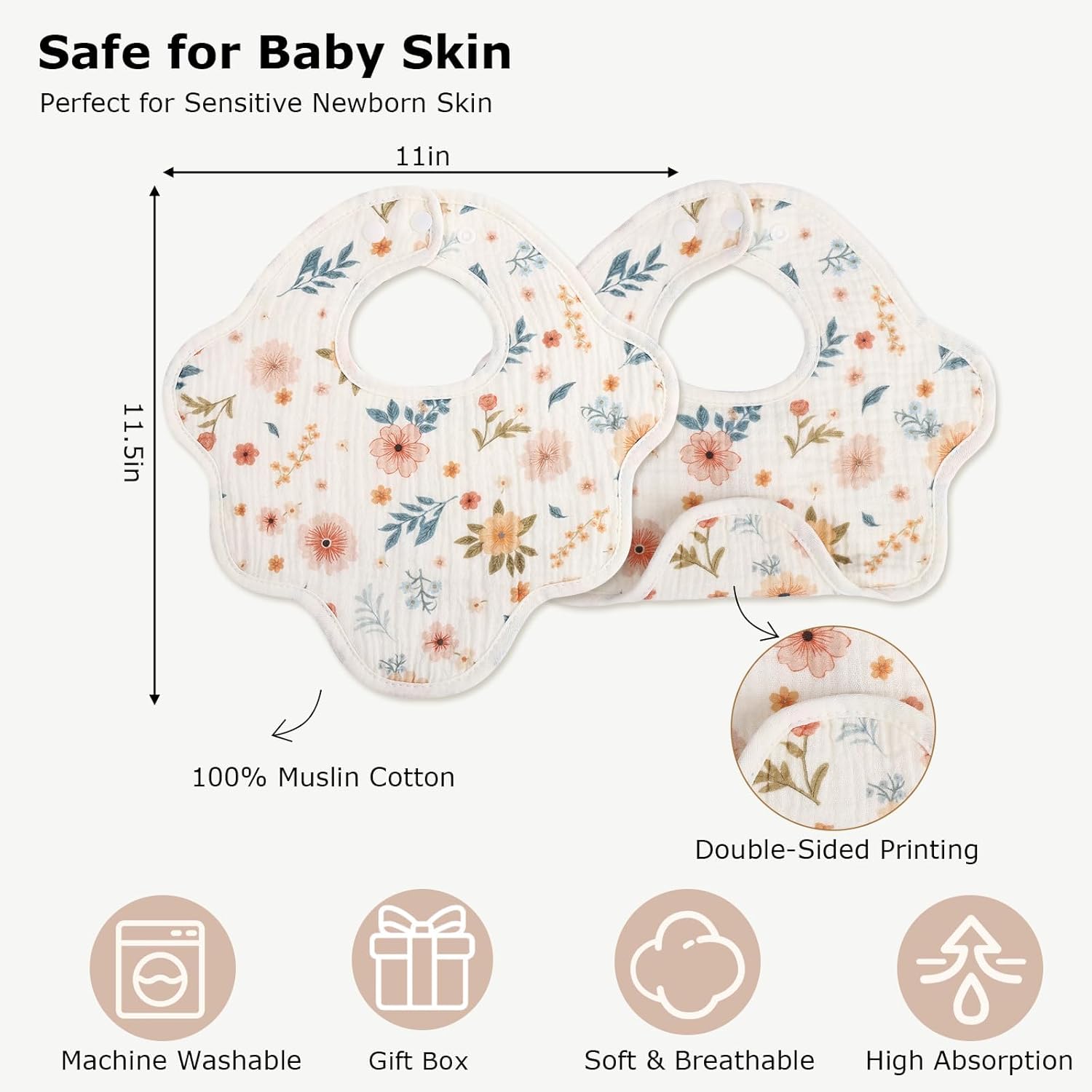 Amazing CandyHome Muslin Bibs for Baby Girl Boy 6 Pack, 100% Cotton Extra Soft Absorbent Bandana Baby Bibs for Drooling and Teething Toddler Baby Girl Newborn Essentials Gifts - Image 7