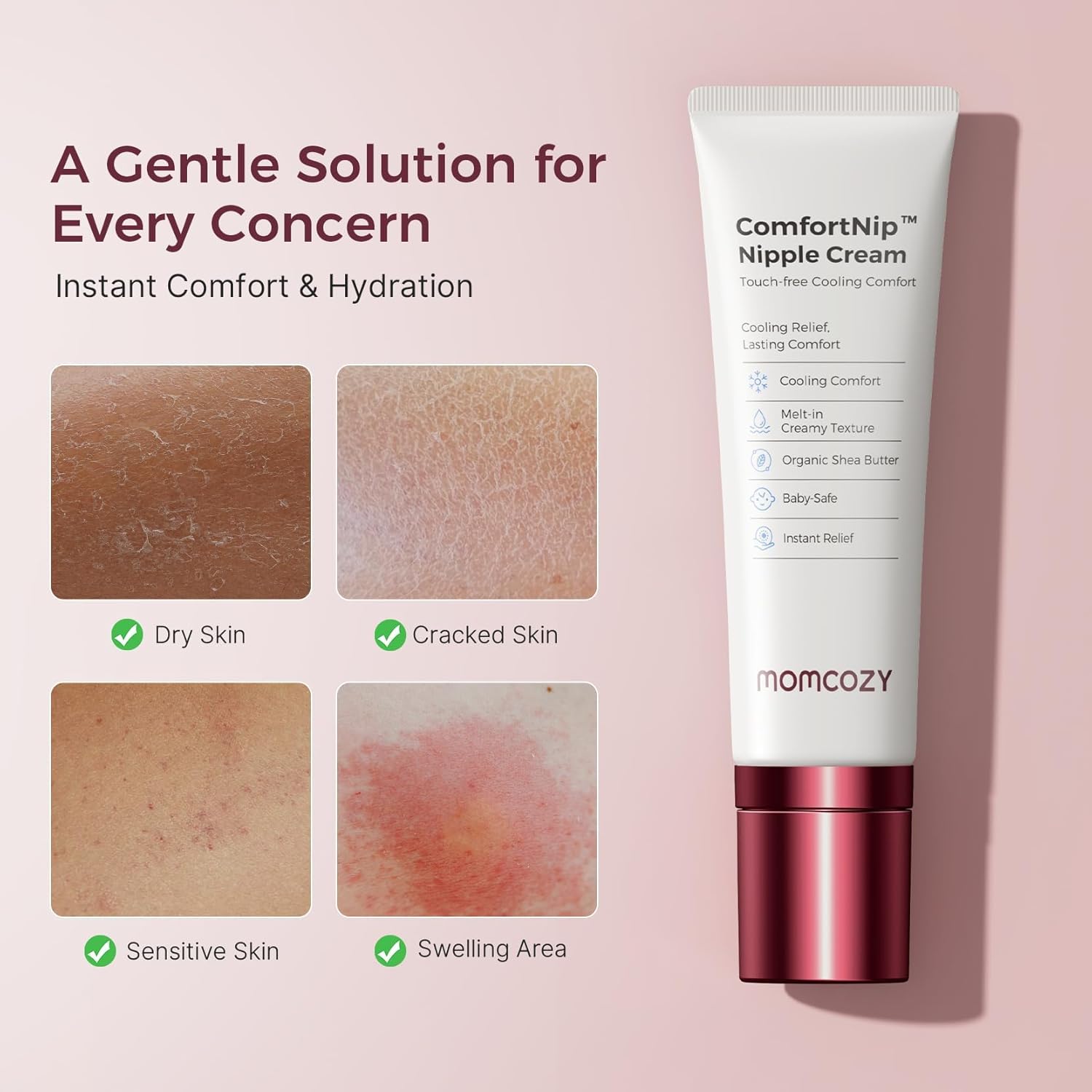 Awesome Momcozy Cooling Nipple Cream Safe for Nursing,Fast Relief with Cooling Ceramic Applicator for Cracked Nipple & Dry Skin, No Lanolin Nipple Butter,Plant-Based Formula, Breastfeeding Essentials, 1.76oz - Image 6