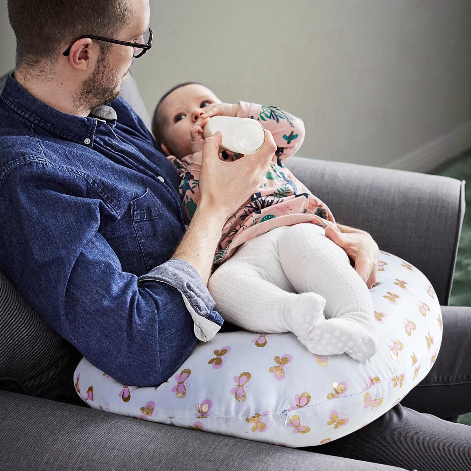 Top Little Grape Land Nursing Pillow, Breastfeeding Pillows for Mom with Removable Cover and Breathable Filling, Feeding Support Pillow for 0-16 Months, Multifunctional Support Cushion, Butterfly - Image 5
