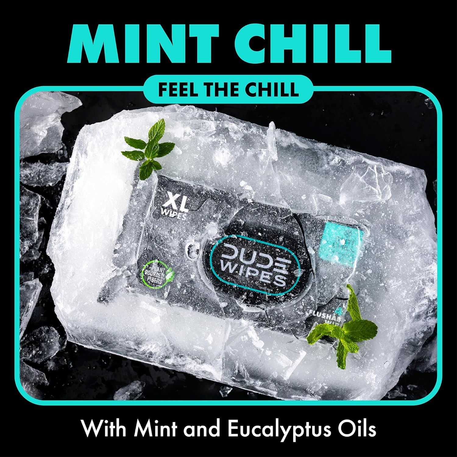 Amazing DUDE Wipes Mint Chill Flushable Wipes - Extra-Large Adult Wet Wipes - 3 Pack (144 Count) - Infused with Tea Tree Oil, Vitamin E, and Aloe - Septic and Sewer Safe - Image 2