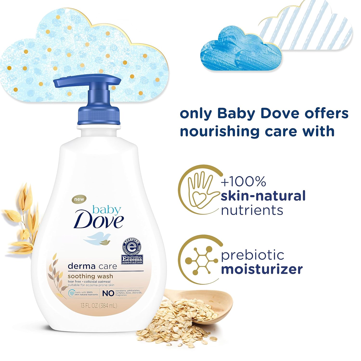 Amazing Baby Dove Derma Care Soothing Wash Skin Care with Colloidal Oatmeal Suitable for eczema prone skin 13 oz - Image 3