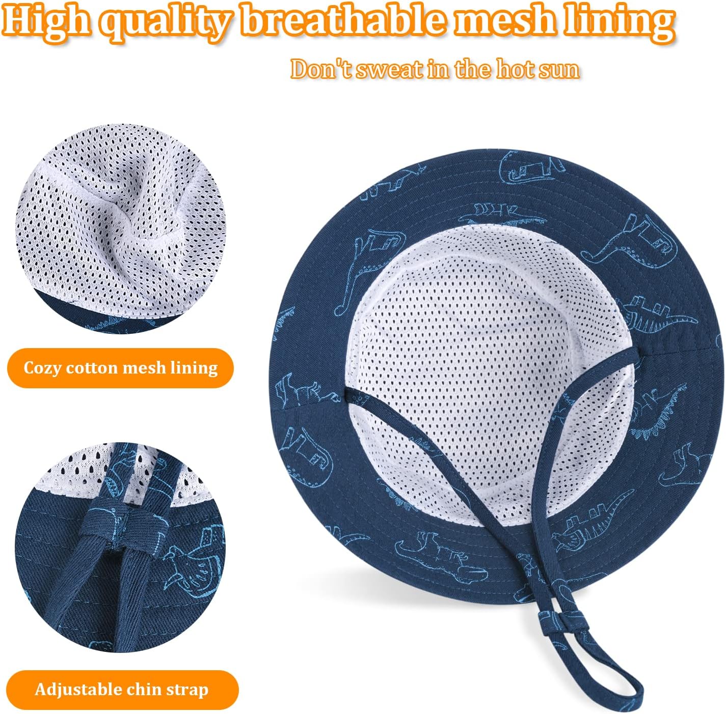 Top Baby Boy Sun Hat, Summer Beach UPF 50+ Sun Protection Hats, Toddler Kids Wide Brim Sun Hats Cap - Image 3