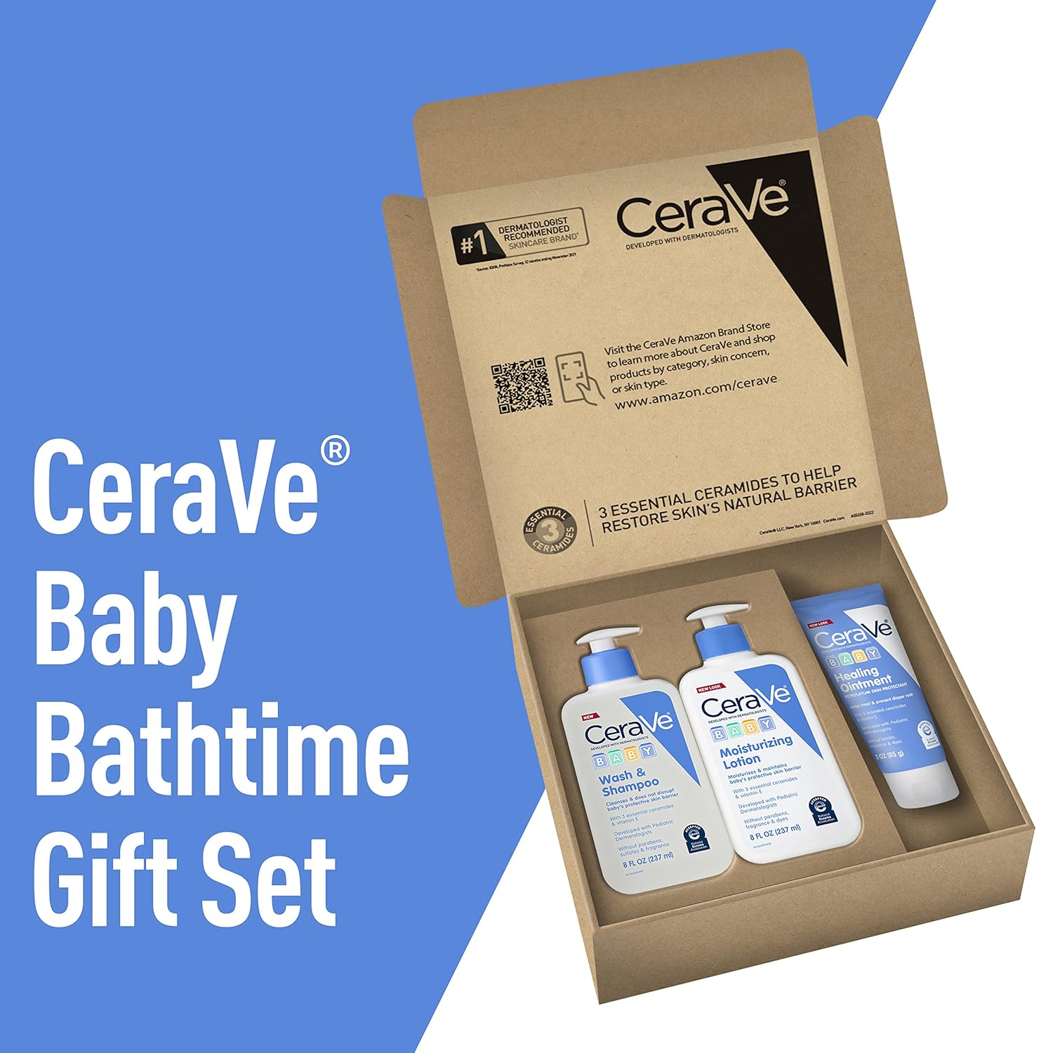 Amazing CeraVe Baby Bath Set, 8oz Wash & Shampoo + 8oz Moisturizing Lotion + 3oz Healing Ointment, Fragrance, Parabens, Phthalates, & Tear Free Baby Bath Essentials - Image 2
