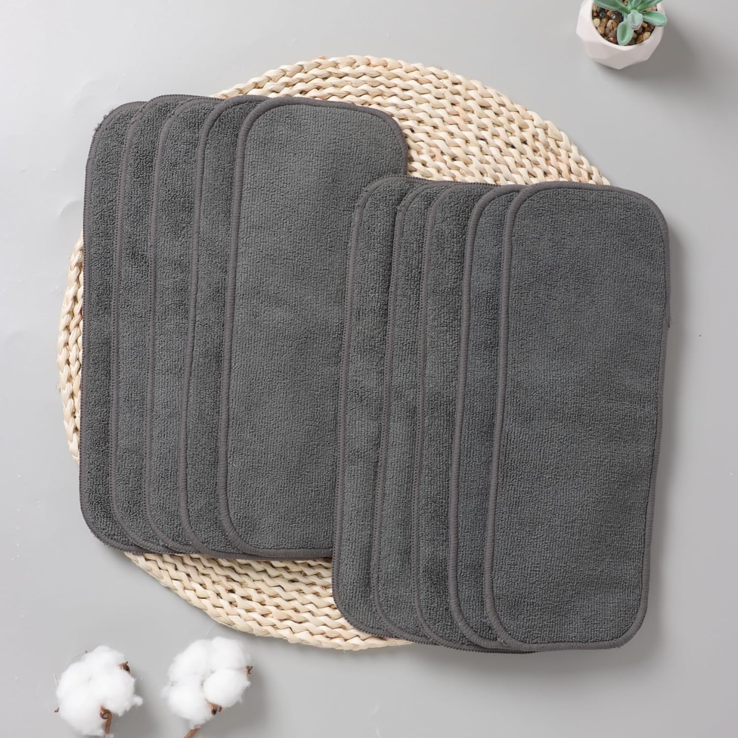 Amazing 10pcs Reusable Soft 3 Layers Inserts for Baby Cloth Diaper,High Absorbing Washable Liners (10pcs-Grey Inserts) - Image 4