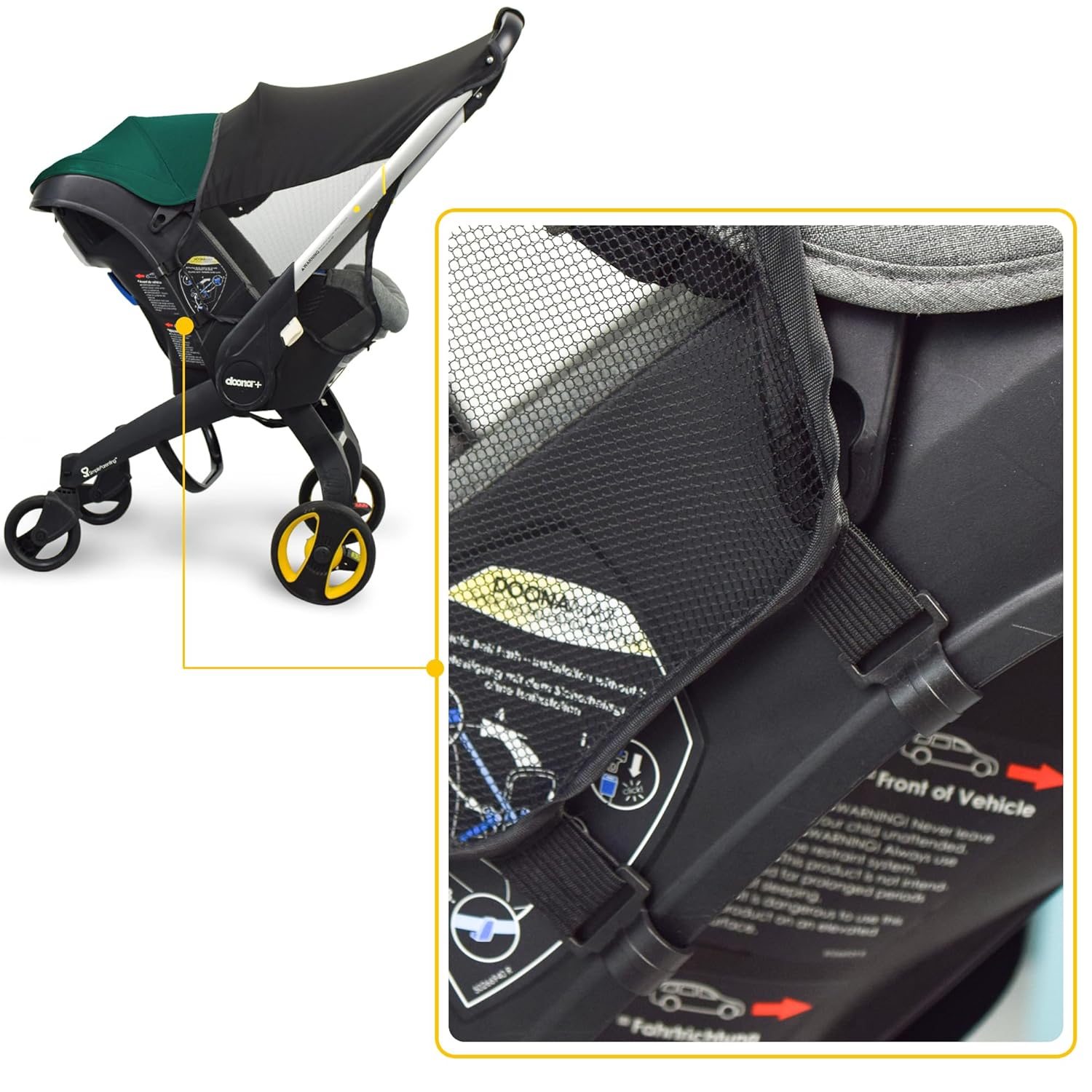 Top Custom Designed Sunshade Extension Compatible with Doona car seat Stroller, Marsheepy Stroller Sun Shade Baby Car seat UV Protection Sun Cover for Baby Pushchairs Strollers - Image 5