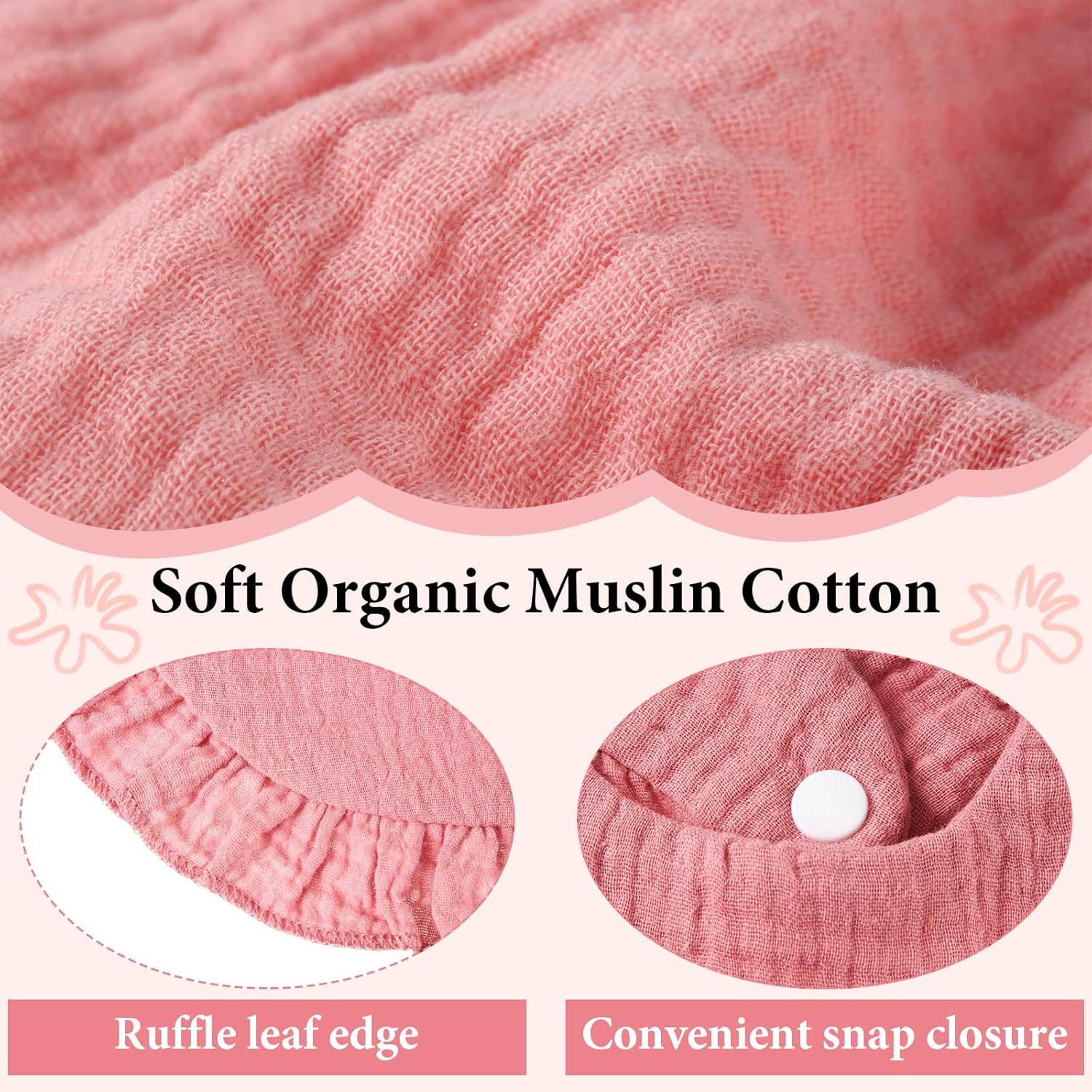Top Kenning 18 Pcs Muslin Drool Baby Bibs Ruffle Absorbent Bib with Snap Button Boy Girl for Drooling Teething Infant Newborn - Image 4