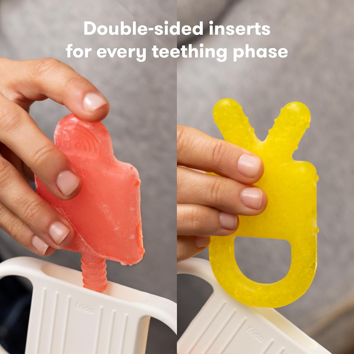 Review Frida Baby Silicone Teething Toys, 4-in-1 Teether for Babies & Infants, Teething Relief for 0-18 Months, Not-Too-Cold-to-Hold Baby Teether, BPA-Free - Image 4