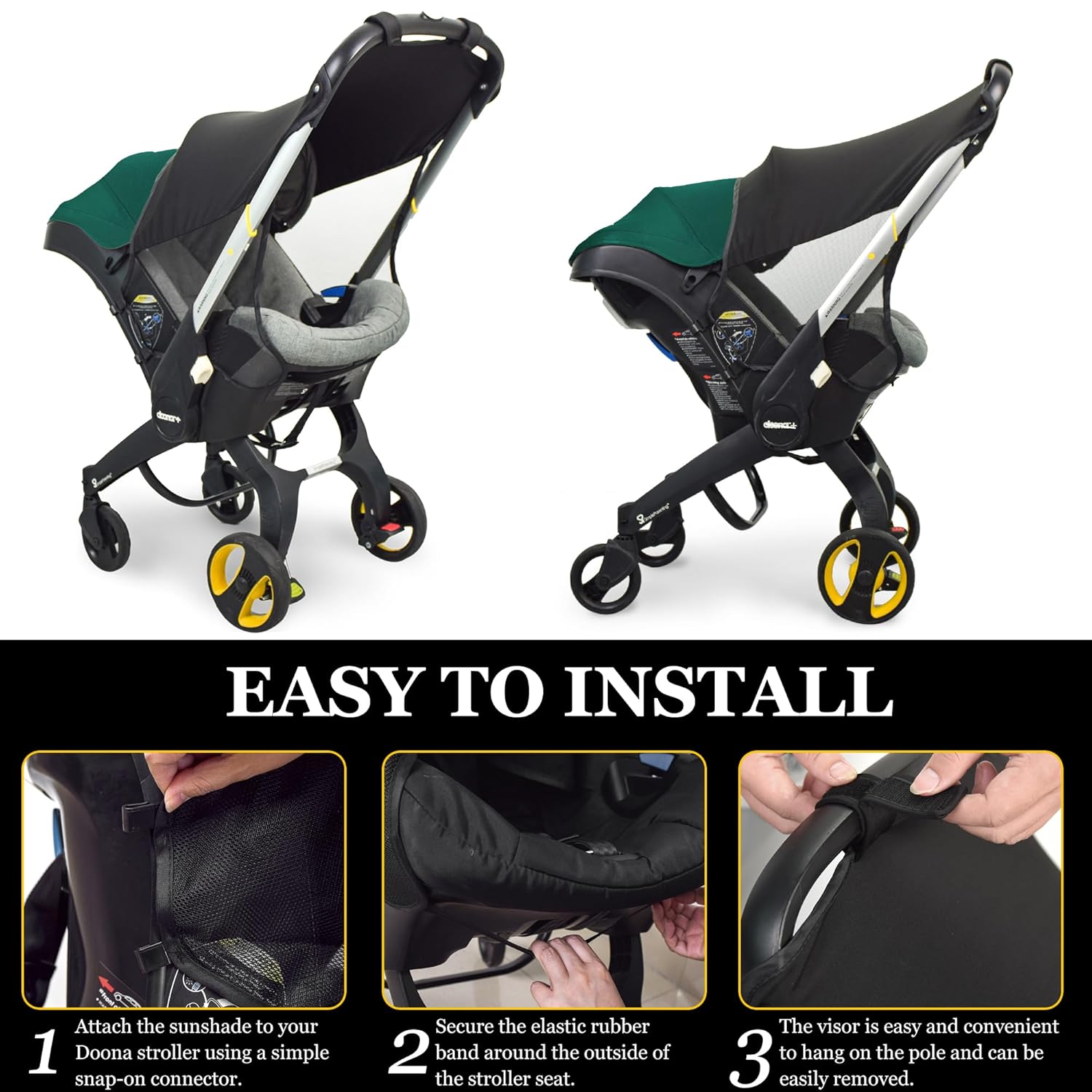 Top Custom Designed Sunshade Extension Compatible with Doona car seat Stroller, Marsheepy Stroller Sun Shade Baby Car seat UV Protection Sun Cover for Baby Pushchairs Strollers - Image 6
