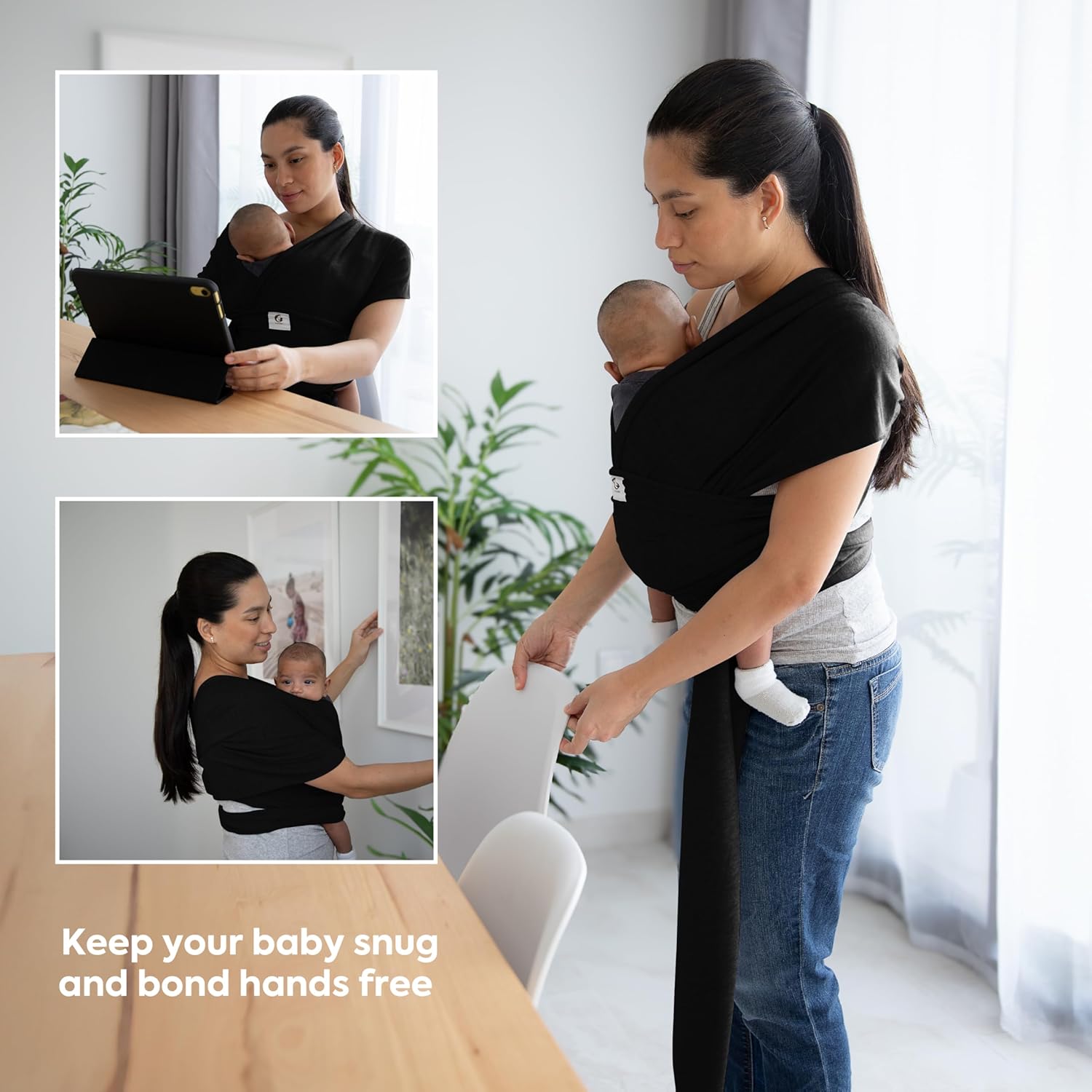 Amazing ELDOMA Black Baby Wrap Carrier - Lightweight, Breathable Baby Sling, Hands Free Baby Carrier Sling, Baby Carriers from Newborn to Toddler, (7-35 lbs / 3-15kg) - Image 6