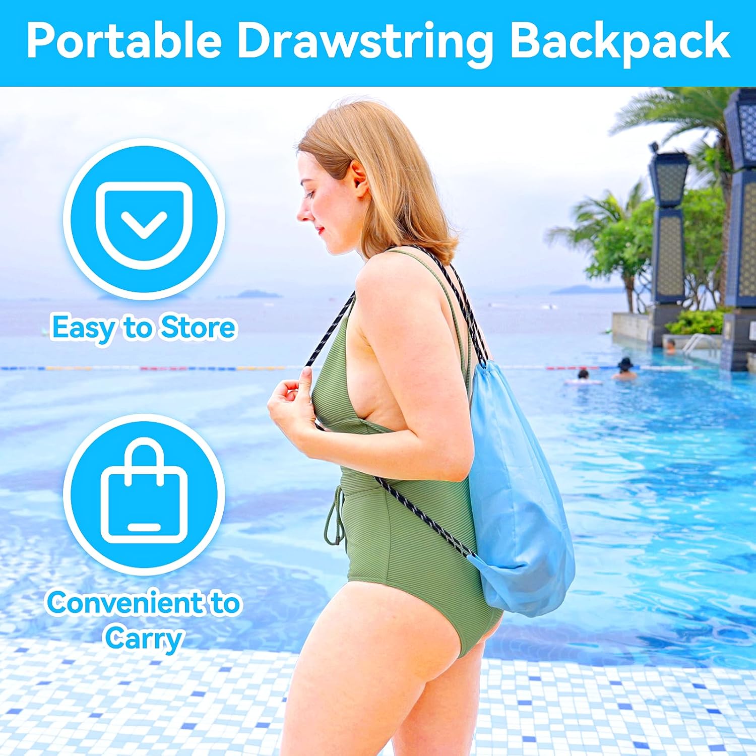 Amazing Baby Carrier, Dual-Use Adjustable Baby Sling Support Infant Chest Holder with Drawstring Backpack for Newborn to Toddler 13-33 lbs Swimming Pool Beach Land (Blue) - Image 7