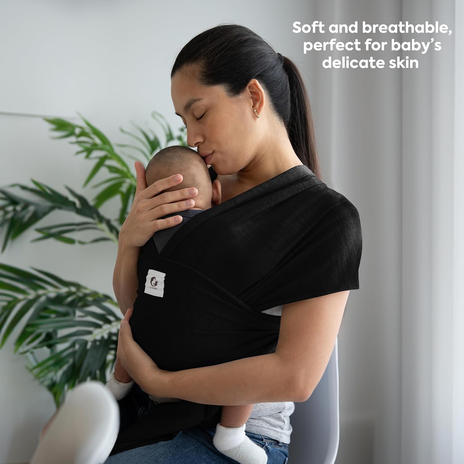 Amazing ELDOMA Black Baby Wrap Carrier - Lightweight, Breathable Baby Sling, Hands Free Baby Carrier Sling, Baby Carriers from Newborn to Toddler, (7-35 lbs / 3-15kg) - Image 8